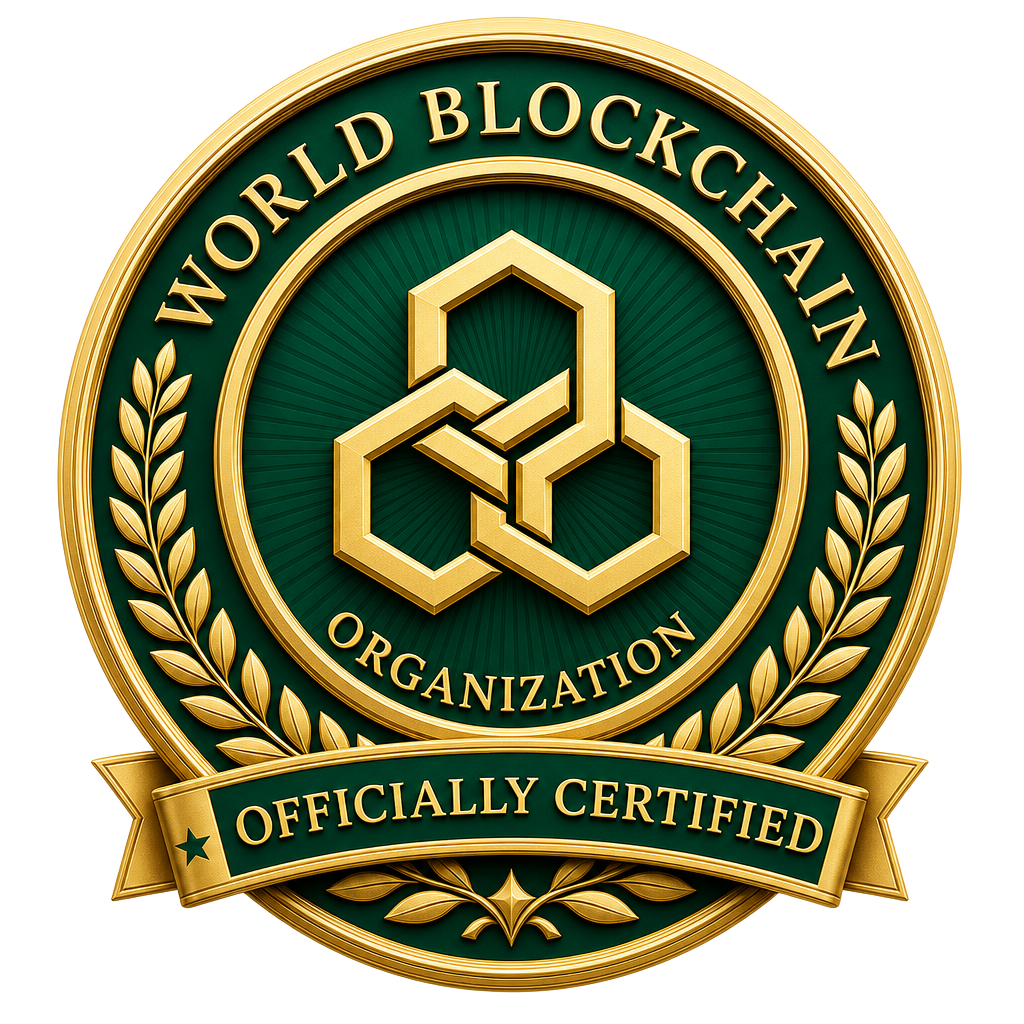 世界区块链组织 · World Blockchain Organization 官方认证徽章